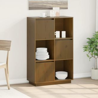 vidaXL Vidaxl - Aparador Alto De Madera Maciza De Pino Marr&oacute;n Miel 74x35x117 Cm