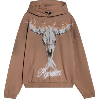Represent British Cowboys Cotton Graphic Hoodie in Dusty Brown at Nordstrom, Size X-Large