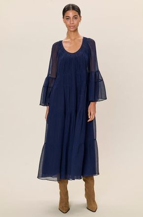 Rebecca Taylor Skye Tiered Dress in Maritime Blue at Nordstrom, Size X-Small