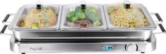 MegaChef 3-in-1 Electric Chaffing Buffet Server and Warming Tray with Triple 2.63 Quart Trays and 8.6 Quart Baking Pan