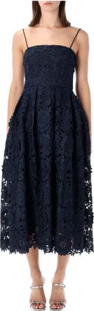 Rotate 3D Lace Midi Dress - Dames - Casual kleedjes - Blauw - S - Kleedjes