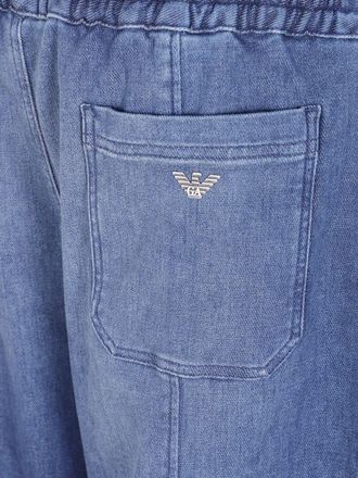 Emporio Armani Wide-Leg Cotton Trousers - Blue
