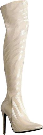 Generic Womens Over The Knee Boots Pointed Toe Thin Heel Faux Leather Long Booties