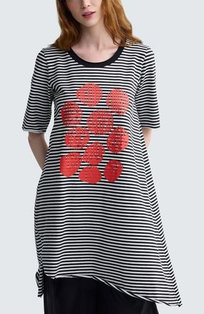 Luukaa D'Celli Zarael Striped Jersey Tunic in Black Strip at Nordstrom, Size 18