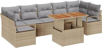 vidaXL Garden Sofa Set with Storage 8 pcs Beige Poly rattan vidaXL