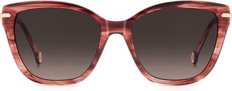 Carolina Herrera Her 55mm Gradient Cat Eye Sunglasses in Red Horn/Brown Sf at Nordstrom