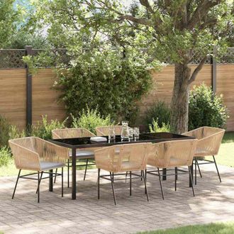 vidaXL Conjunto De Comedor De Jard&iacute;n Con Coj&iacute;n 7 Pcs Marr&oacute;n Vidaxl