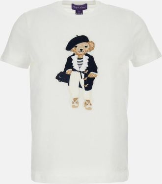 Ralph Lauren Cream Round Neck Embroidery Logo T-Shirt