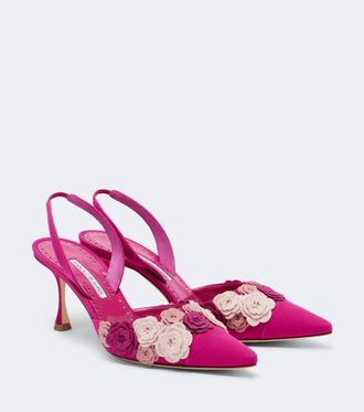 Manolo Blahnik Svemuta floral-appliqu&eacute; slingback pumps
