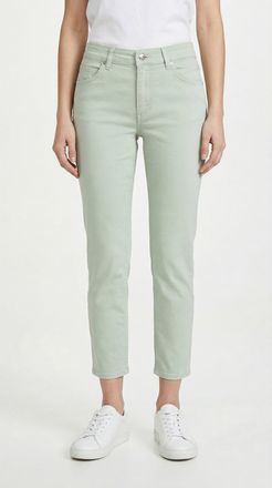 MAC Broeken 7/8-Hose MAC Melanie Summer, Damen, Gr. 34, L&auml;nge 27, wrought iron ppt, Twill, Obermaterial: 97% Baumwolle, 3% Elasthan, figurbetont, Hosen 7/8-Hose, 