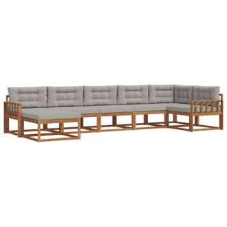 vidaXL Conjunto De Sof&aacute;s De Exterior 7 Pcs Gris Natural Y Claro Vidaxl
