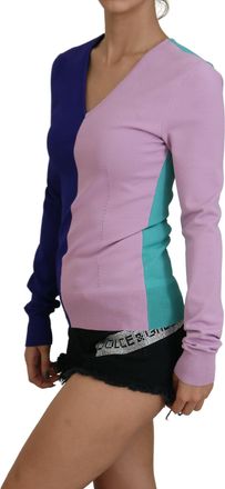 Dolce & Gabbana Womens Multicolor V-Neck Viscose Long Sleeves Sweater Clothing