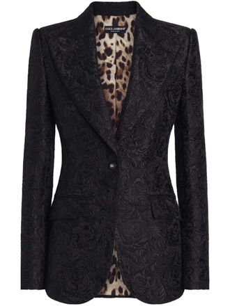 Dolce & Gabbana DNA floral-jacquard single-breasted blazer - Black
