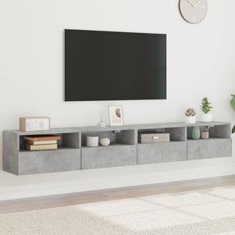 Berkfield Home TV Wall Cabinets 2 pcs Concrete Grey 100x30x30 cm Engineered Wood | Size: 100 x 30 x 30 cm