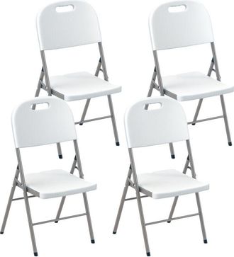 OUTSUNNY 4PCS Folding Chair with Steel Frame, Garden Chair Set, White