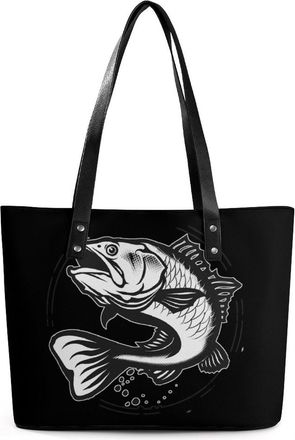 Generic Walleye Fish Cartoon Tote Bags for Women Cute Shoulder Purses Handbags