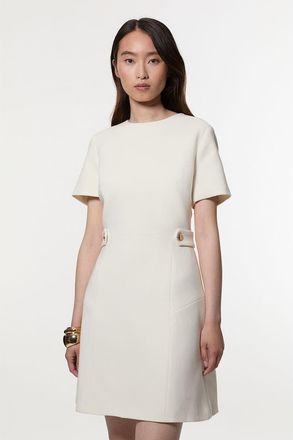 Karen Millen Tab Detail Tailored Mini Dress in Cream at Nordstrom, Size 10