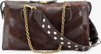 Valentino Garavani Womens Shoulder Bag Panthea Suede-Leather Brown Suede/leather
