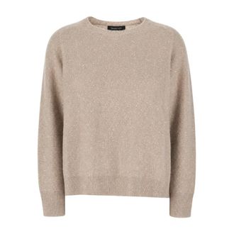 Fabiana Filippi Round-neck Truien - Dames - Ronde hals truien - Beige - S - Wol - Truien & Vesten