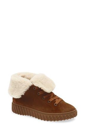 Paul Green Cozy Wool Lined Sneaker in Toffee Soft Suede at Nordstrom Rack, Size 7.5Us / 5Uk