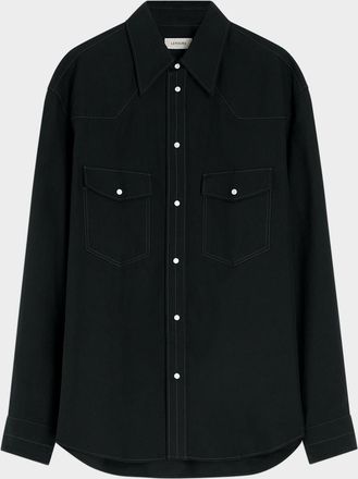 Christophe Lemaire Mens Cotton Twill Snap-Front Western Shirt