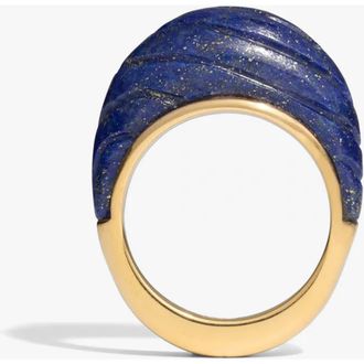 Awe Inspired Terra Futura Carved Wave Ring in Blue/14K Gold Vermeil at Nordstrom, Size 9