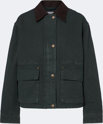Acne Studios Suede-trimmed cotton canvas jacket