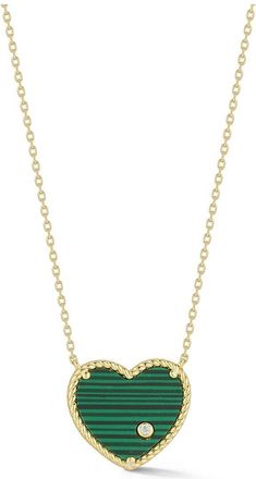 Glaze Jewelry 14K Over Silver Malachite Cz Necklace