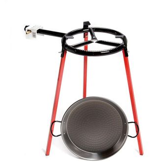 Vaello la Valenciana Edm - Set Paellera Pulida &Oslash;38 Cm Con Tr&iacute;pode Y Quemador De Gas 300 Mm