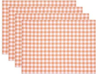 Solino Home Linen Placemats Set of 4, 14 x 19 Inch for Dining Table, Holiday and Everyday Table Decor - Gingham Check in Apricot at Nordstrom, Size