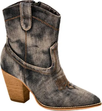 Corkys Footwear Womens Friends In Low Places Washed Booties In Dark Blue Denim