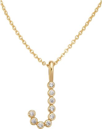 Made by Mary CZ Poppy Initial Necklace in Gold Vermeil Initial J at Nordstrom
