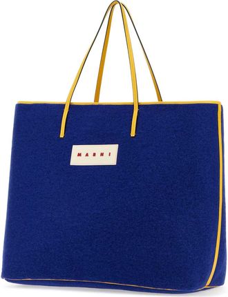 Marni Mens Blue Felt Medium Janus Shopping Bag Royal Borse A Mano