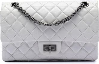 Chanel White Quilted Aged Lambskin Leather 2.55 Reissue 225 Double Flap Bag