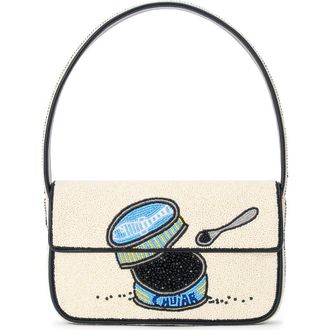 Staud Tommy Beaded Shoulder Bag in Caviar Dreams at Nordstrom