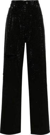 Golden Goose Sequin Distressed Wide-Leg Broek - Dames - Regular Fit Jeans - Zwart - W26 - Katoen - Jeans