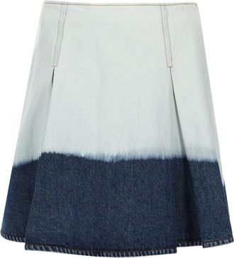 Marni Two-Tone Denim Midi Skirt with Flared Silhouette