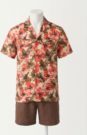 Faherty Short Sleeve Reserve Basque Camp Shirt In Wildwood Poppy