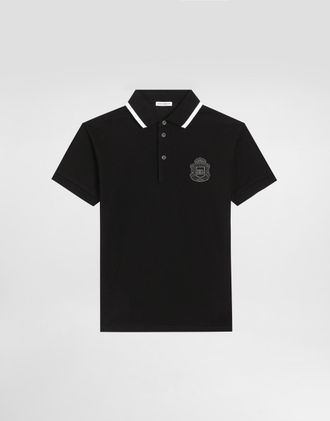Dolce & Gabbana Piqu&eacute; Polo Shirt With Dg Heraldic Patch - Man Black 10 Years