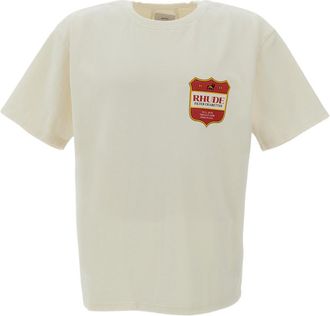 Rhude White Filtaro Crest Graphic Cotton T-Shirt