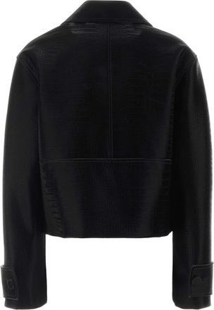 Gucci Womens Cropped Lamb Leather Jacket Black Skin