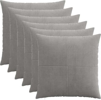 vidaXL Funda De Almohada 6 Uds. Almelo Gris Claro 65 X 65 Cm Pana Vidaxl