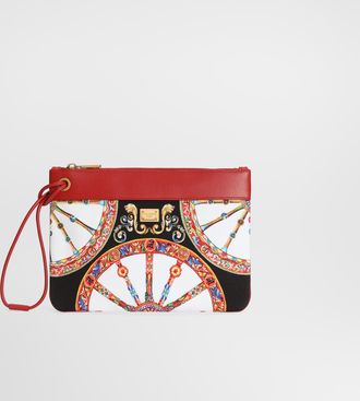 Dolce & Gabbana Toiletry Bag In Carretto-print Canvas - Woman Wallets And Small Leather Goods Multicolor Onesize