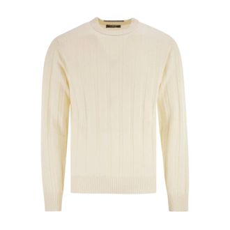 PESERICO Peserico, Round-neck Knitwear, male, Beige, Size: 2XL Ribbed Crewneck Sweater