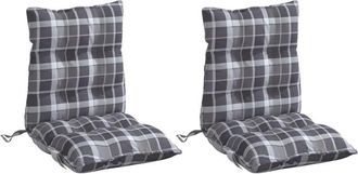 vidaXL Cojines Para Silla Respaldo Bajo 2 Uds Tela Oxford Cuadros Gris Vidaxl