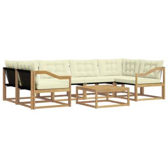 vidaXL Conjunto De Sof&aacute;s De Exterior 7 Pcs Blanco Y Crema Vidaxl