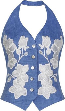 Anne Fontaine Iona Vest in Blue at Nordstrom, Size 44 Eu