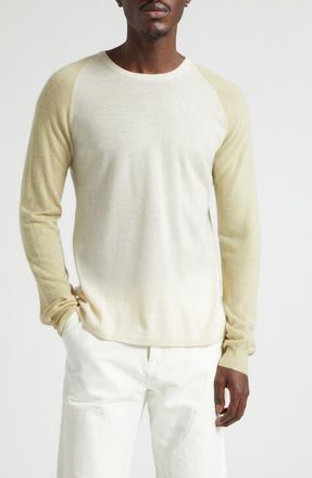 Frenckenberger Colorblock Raglan Sleeve Cashmere Sweater in Chalk/Faded Beige at Nordstrom, Size X-Large