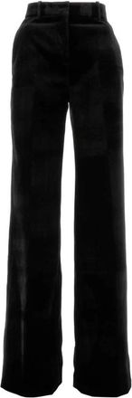 Ermanno Scervino Palazzo Broeken in Velvet met Contrast Bies - Dames - Wijde Broeken - Zwart - S - Rayon - Broeken