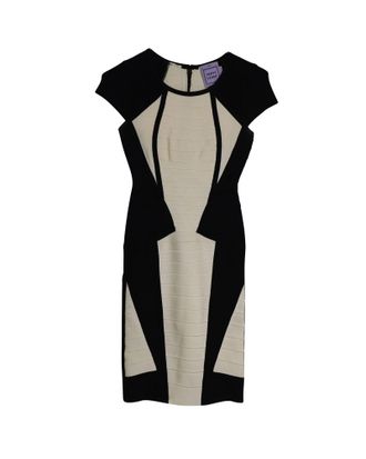 H&eacute;rve L&eacute;ger Akira Cap Sleeve Dress Dress in Black Rayon
